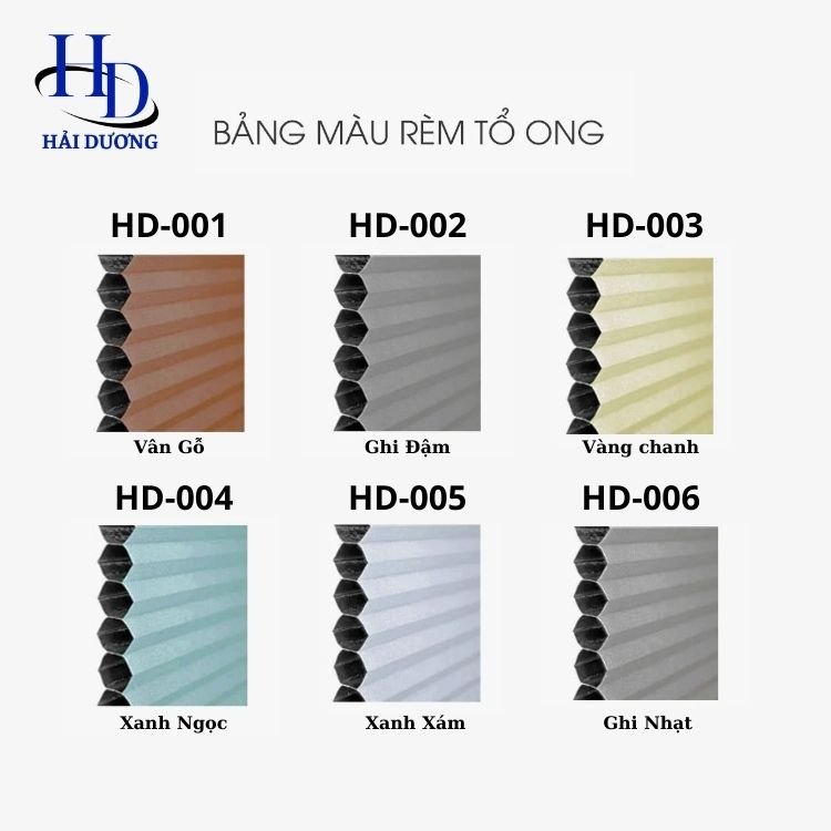 vải rèm tổ ong 6 màu sắc