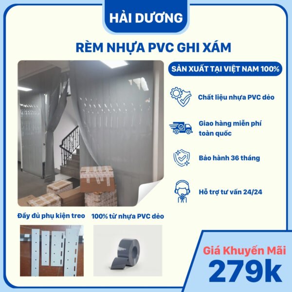 Rèm Nhựa PVC Ghi Xám