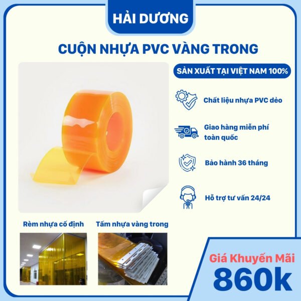 Cuộn nhựa PVC vàng trong