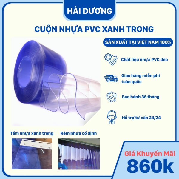 Cuộn nhựa PVC xanh trong