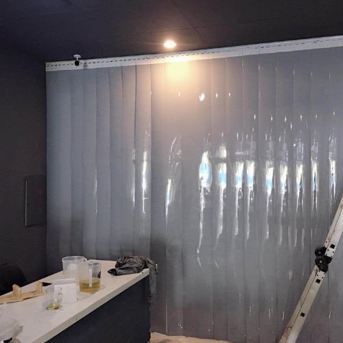 Rèm nhựa PVC ghi xám