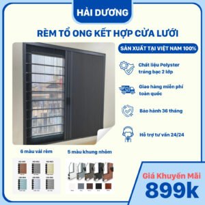 Rèm tổ ong kết hợp cửa lưới chống muỗi